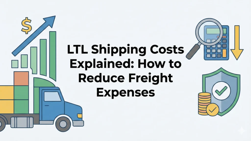 Diagram showing factors affecting LTL shipping costs and ways to reduce freight expenses