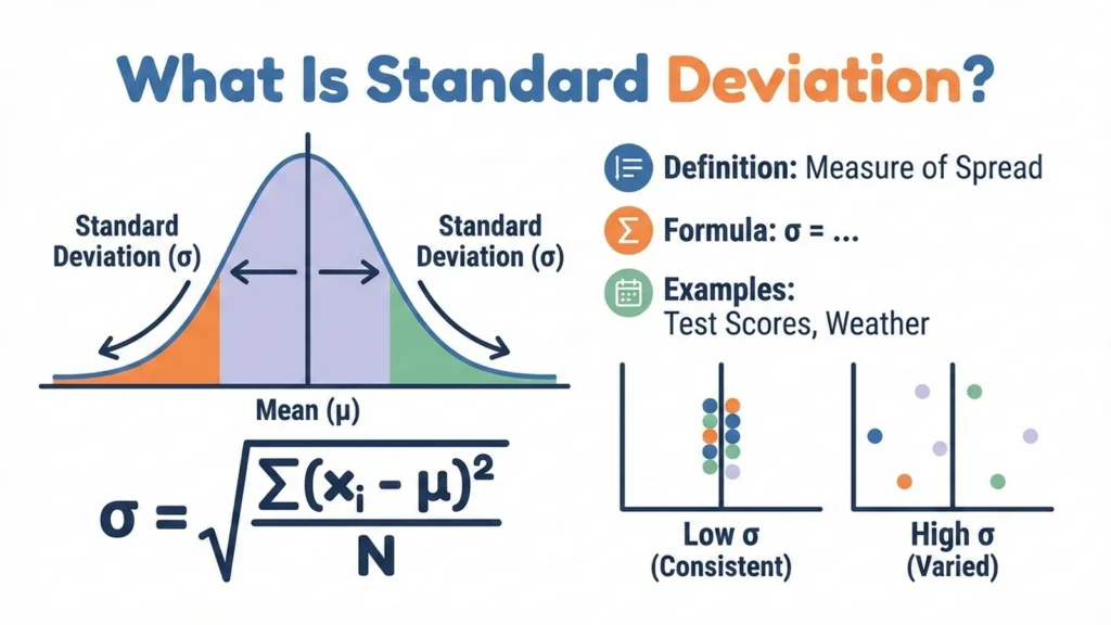 Standard deviation formula explained with simple example